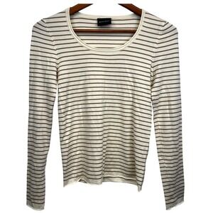 Miou Muse Womens Striped Long Sleeve Crew Neck Top Size M Soft Stretchy Luxury